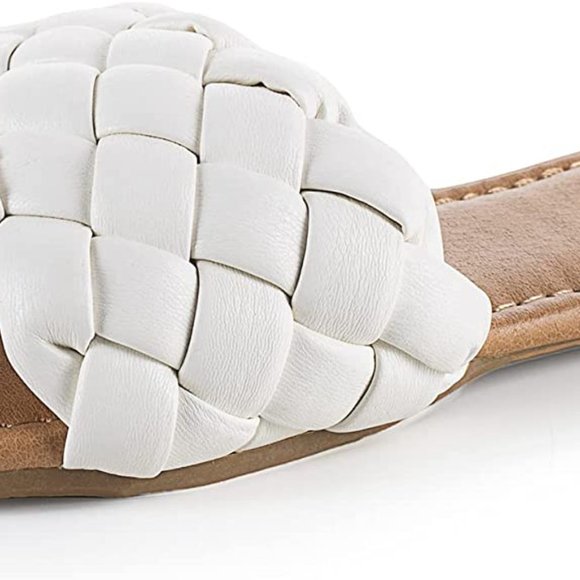 Fitory - Braided Strap flat sandals slip on slippers - White Size 7 US - Picture 3 of 6